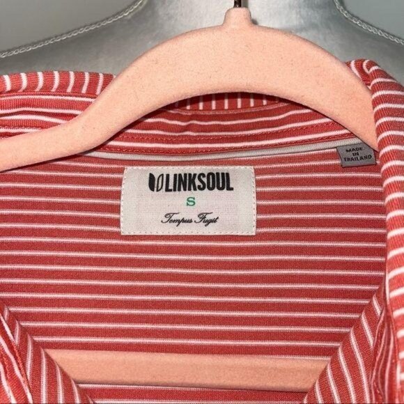 Linksoul Polo Shirt Mens Size Small S Tempus Fugit Dark Striped Golf Cotton - Picture 3 of 11